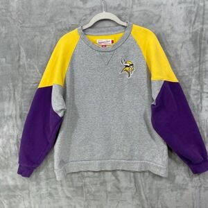 Mitchell and Ness Minnesota Vikings NFL Throwbacks Pullover Sweatshirt Size L